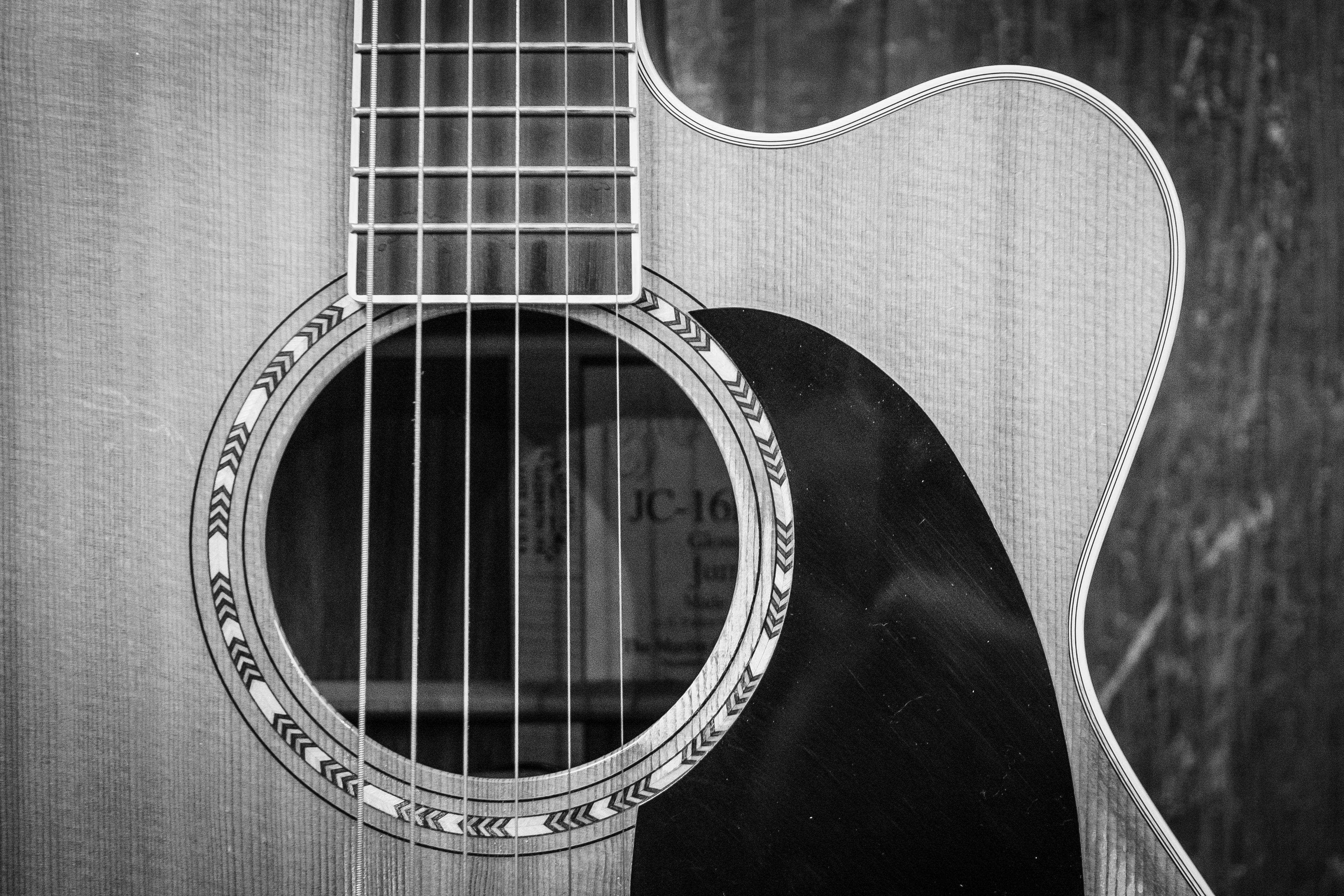 Close up image of a acoustic guitar